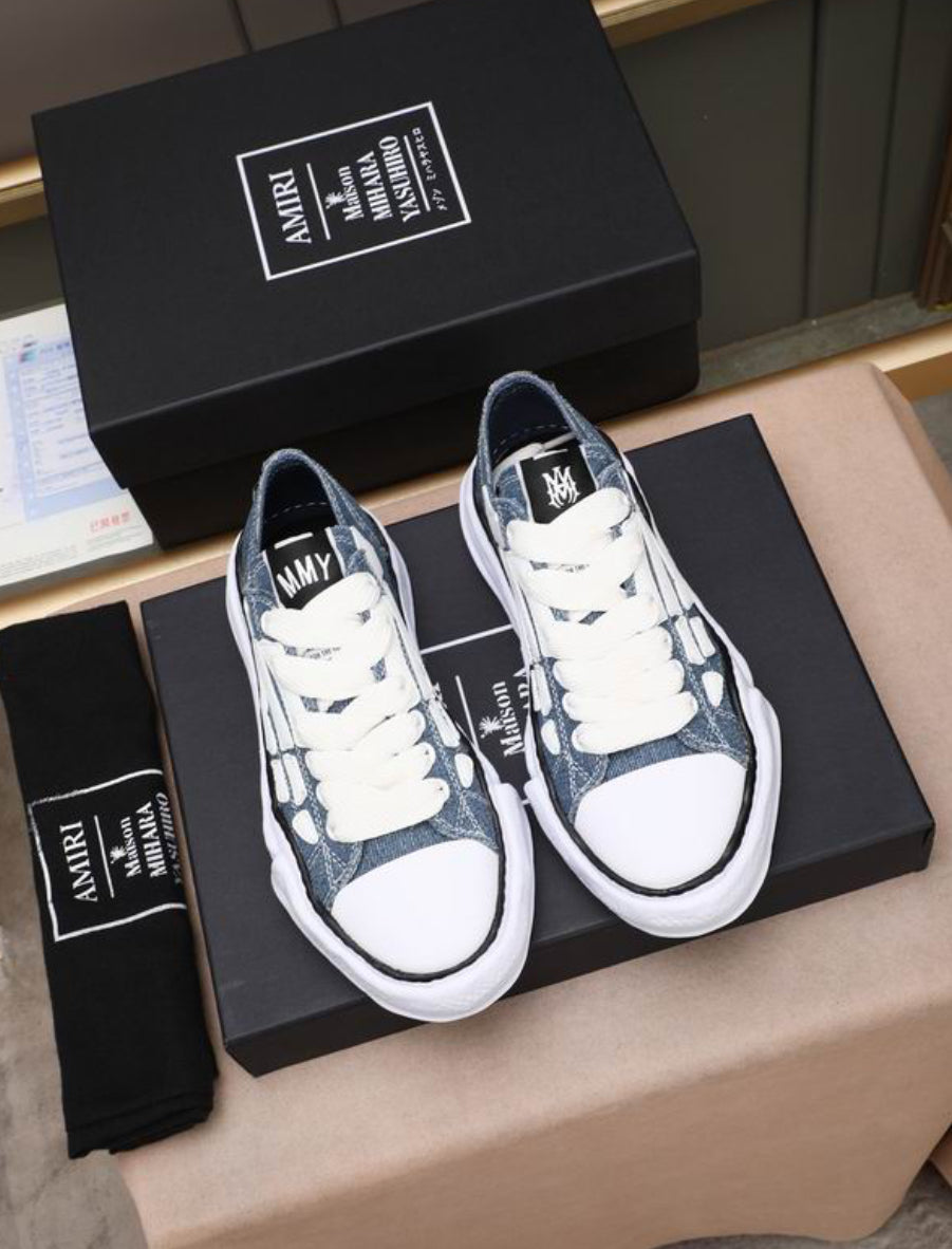 Amiri Blue Denim Low-Top Sneakers