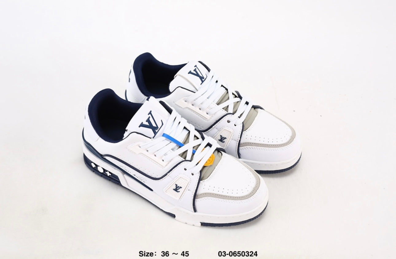Navy Blue LV Trainer Sneakers