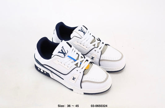 Navy Blue LV Trainer Sneakers